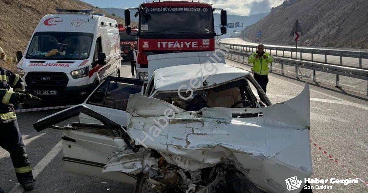 "Denizli Honaz Tüneli'nde Feci Kaza: Otomobil Hurdaya Döndü, 1 Kişi Hayatını Kaybetti" başlıklı habe