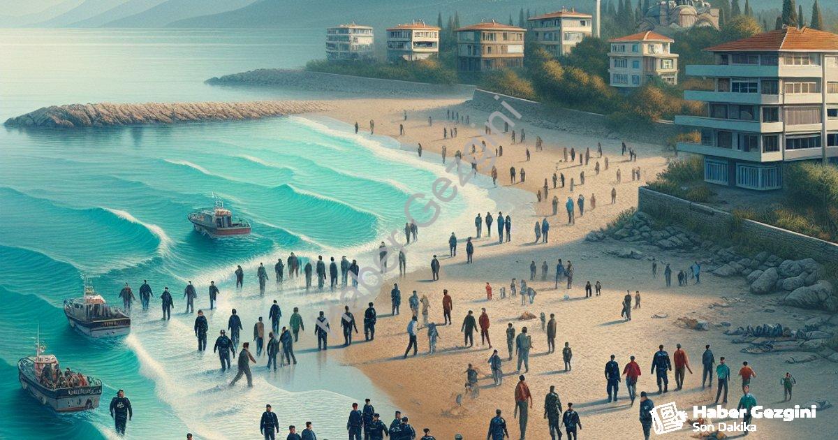 "İzmir Sahillerinde Hareketli Saatler: 120 Düzensiz Göçmen İşlemi" başlıklı haber için fotorealistik